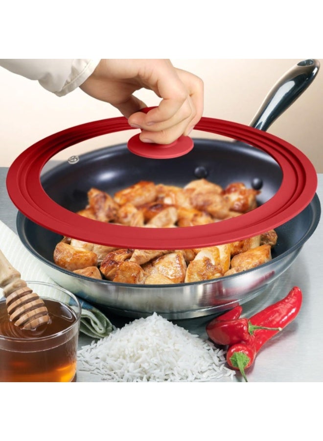 Bukela Universal Lid for Pots And Pans,Heat Resistant Food Safe Skillet Lid With Silicone Rims And Steam Vented,Silicone Universal Lid Fits All 24 To 28cm Diameter Cookware,Dishwasher Safe,Gray - Image 4